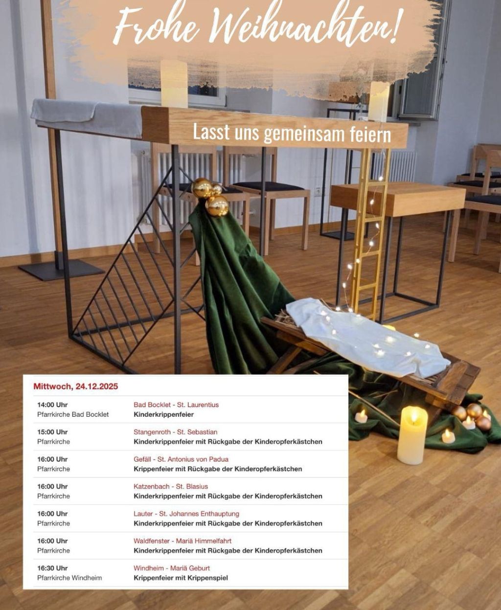 Gottesdienste am Hl. Abend in der Pfarreiengemeinschaft Hl. Kreuz