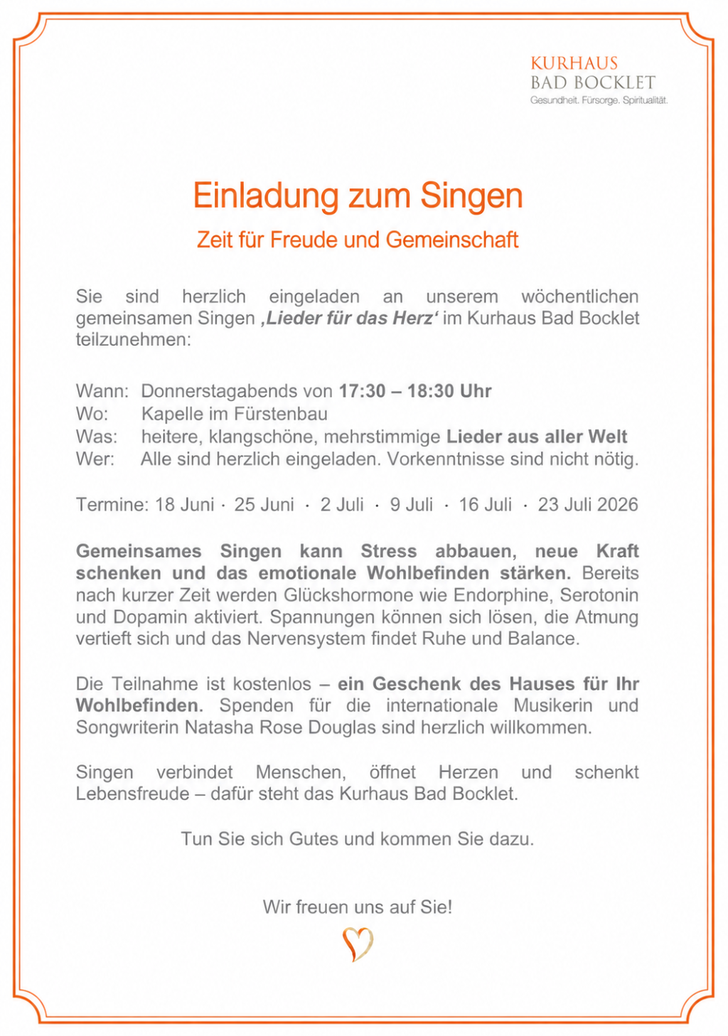 ,Lieder für das Herz' im Kurhaus Bad Bocklet