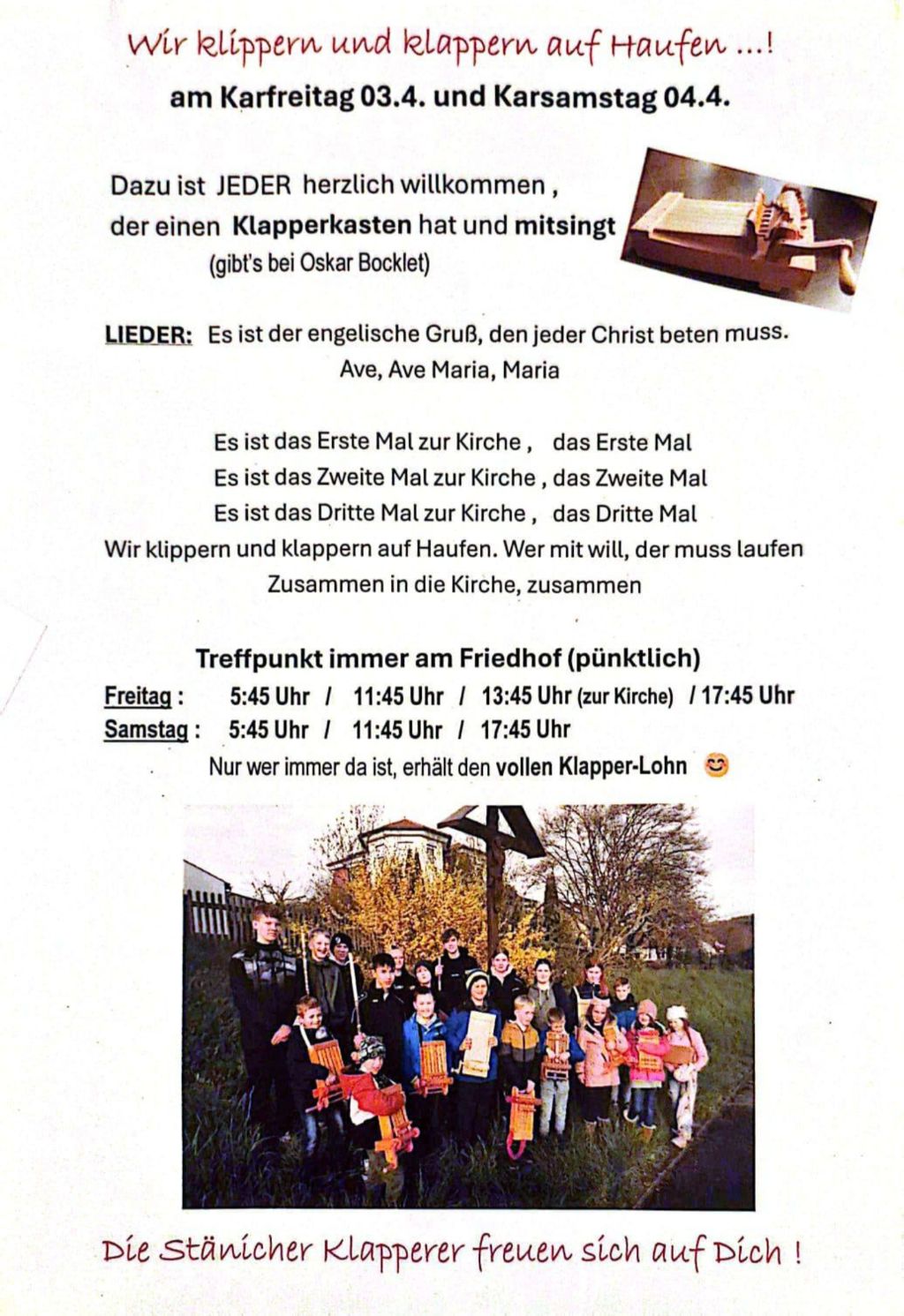 Klappern zu Ostern in Steinach